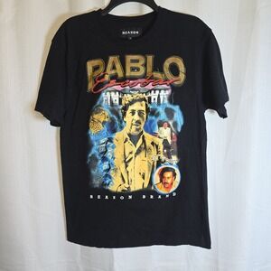 Reason Black Graphic Pablo Escobar Crewneck Short Sleeve T Shirt Size M